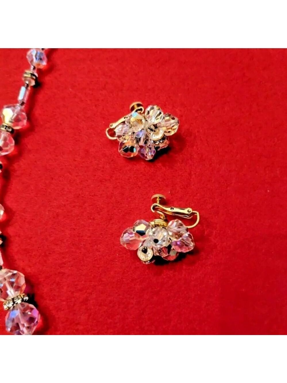 Vintage Vendome Aurora Borealis Crystal Necklace and Earring Set - Picture 3 of 5